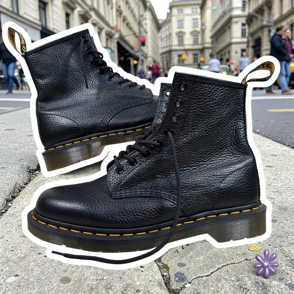 NWOT DR. MARTENS 1460 Pascal Virginia Leather Lace‎ Up Boots | Black | US M9/W10